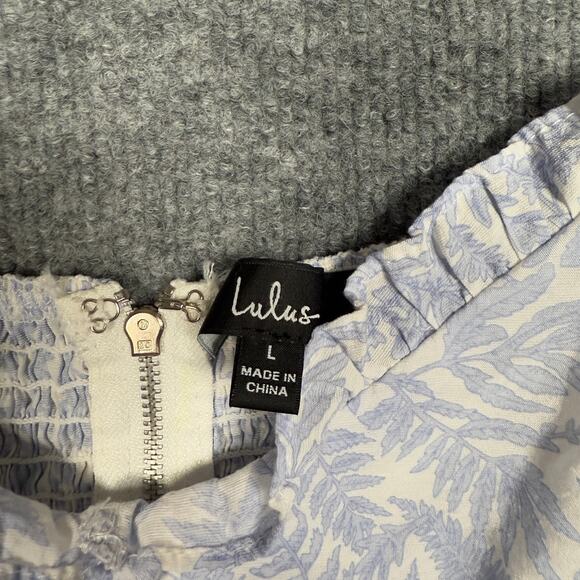 Lulus Large Off The Shoulder Shift Mini Dress White Floral Cottagecore Milkmaid - Picture 9 of 12